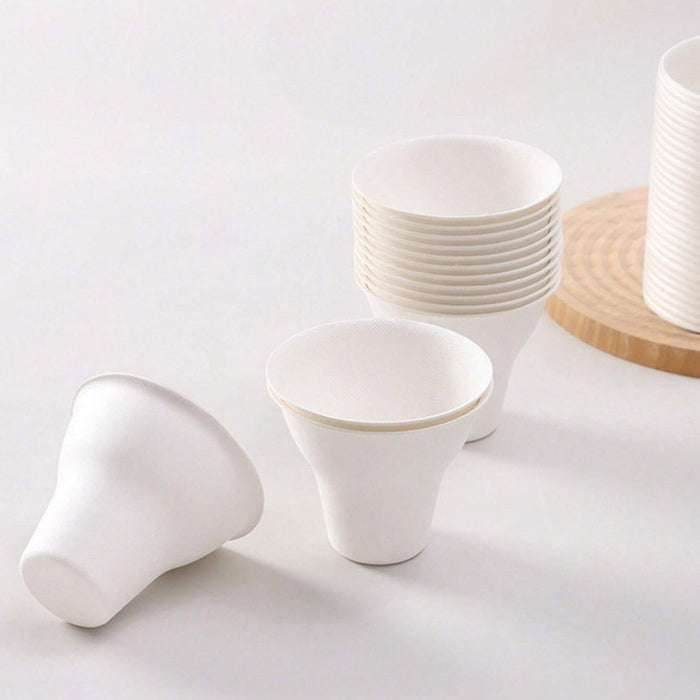 50 Pcs Sugarcane Pulp Ice Cream Cups White Biodegradable