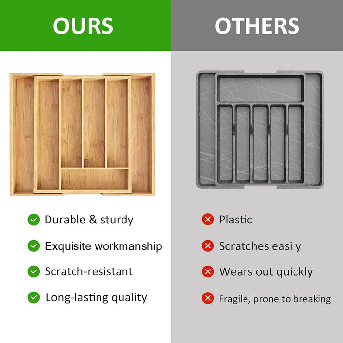 Bamboo Drawer Organiser with 7 8 or 9 Compartments