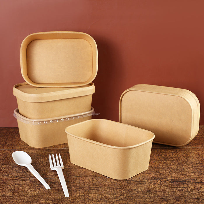 50pcs Kraft Paper Food Containers Lunch Boxes for Takeout