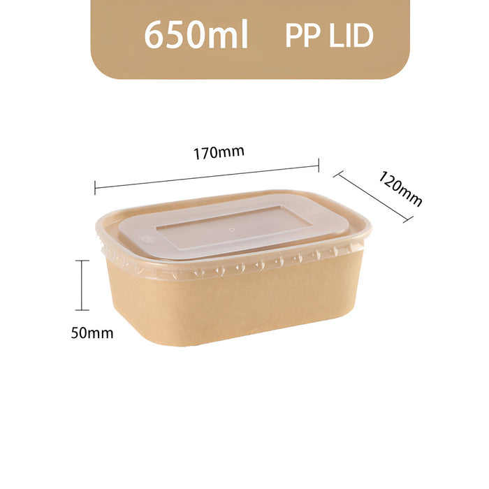 50pcs Kraft Paper Food Containers Lunch Boxes for Takeout