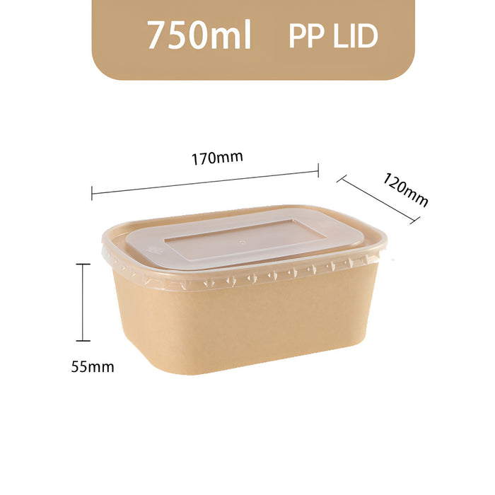 50pcs Kraft Paper Food Containers Lunch Boxes for Takeout