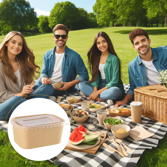 50pcs Kraft Paper Food Containers Lunch Boxes for Takeout