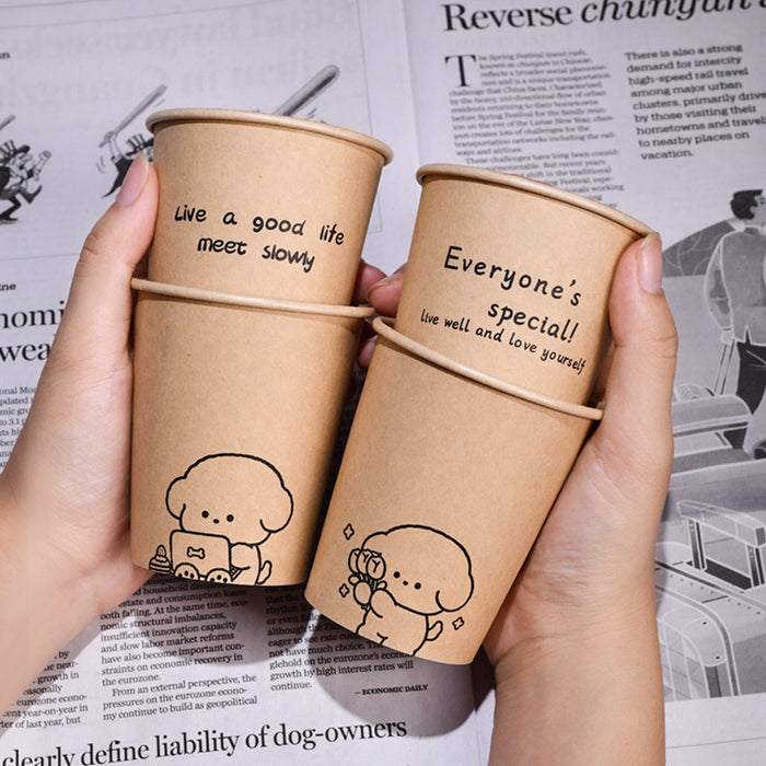 300 Pcs Kraft Paper Cups 250ml Leak Resistant Animal Print