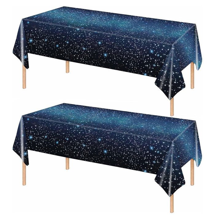 2 Pcs Galaxy Theme Plastic Tablecloths Waterproof 137 x 274 cm