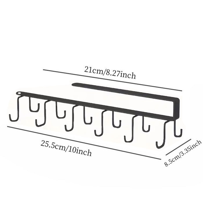 2 Pcs Punch Free Cup Holder Rack Double Row Hooks Kitchen