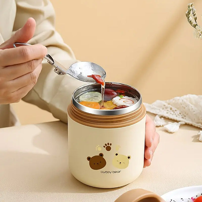 460ml Bear Insulated Soup Container Stainless Steel with Handle