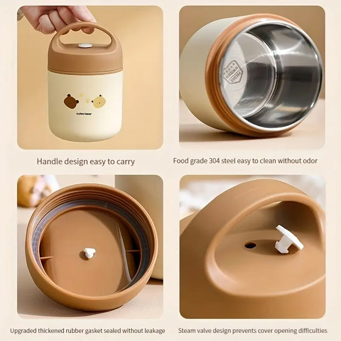 460ml Bear Insulated Soup Container Stainless Steel with Handle