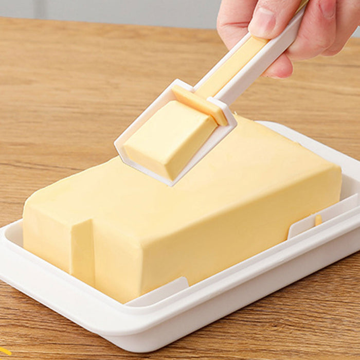Butter Storage Box with Spoon Airtight Grid PP 280g
