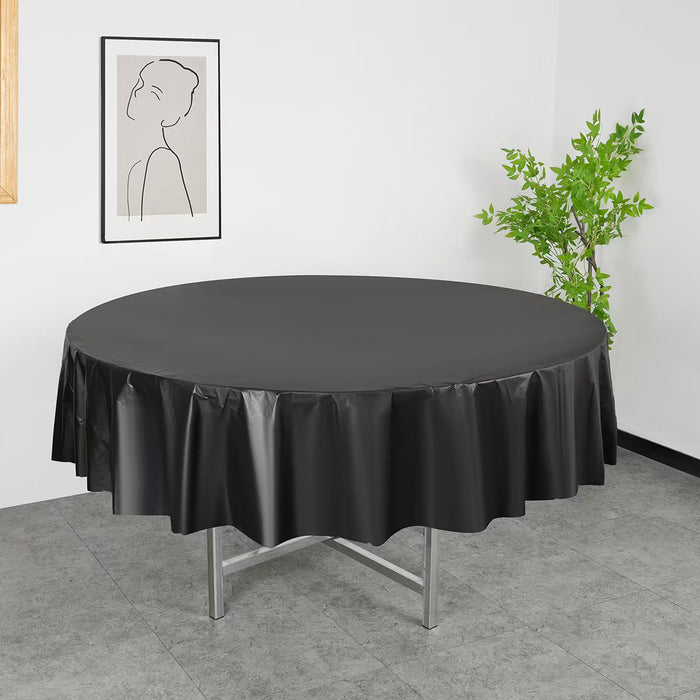 10 Pcs Round PEVA Tablecloths Waterproof Oil-Resistant 213 cm