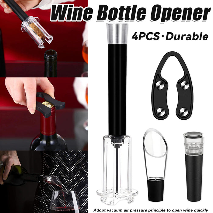 4 Pcs Wine Bottle Opener Set with Vacuum Stopper Foil Cutter