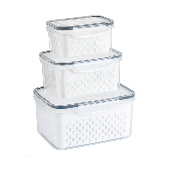 3 Piece Food Storage Container Set With Draining Baskets