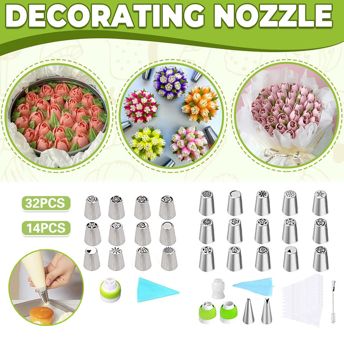 14 Or 32 Pcs Russian Piping Tips Set 430 Steel with 14in Bag