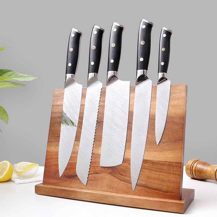 Wooden Magnetic Knife Holder with Non-Slip Base Stand