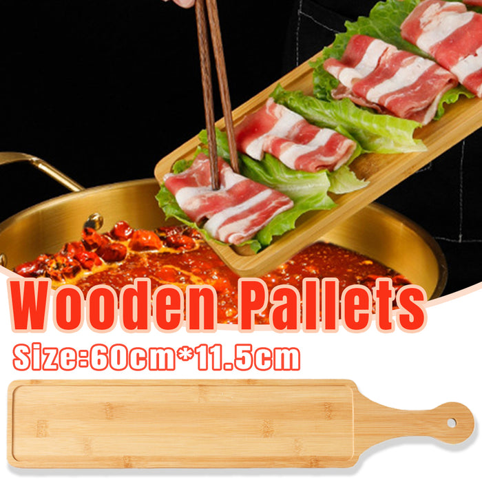 Long Wooden Serving Tray with Handle 60 x 11.5 cm for Hot Pot