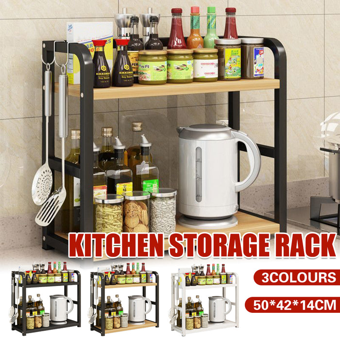 2 Tier Kitchen Storage Rack Steel Frame Board 50cm