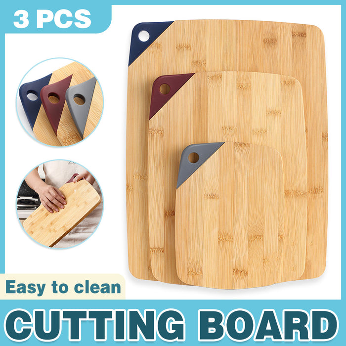 3 Pcs Bamboo Cutting Board Set with Silicone Corners
