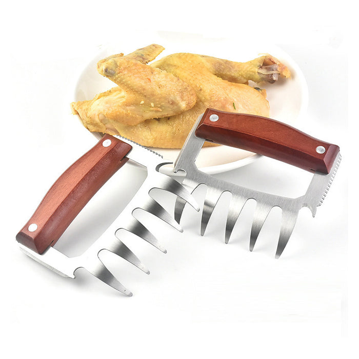 2 Pcs Meat Divider Claws with Wooden Handles 10.5cm