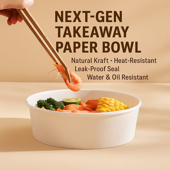 50 Pcs Disposable Paper Bowls 750ml With Lids for Takeout