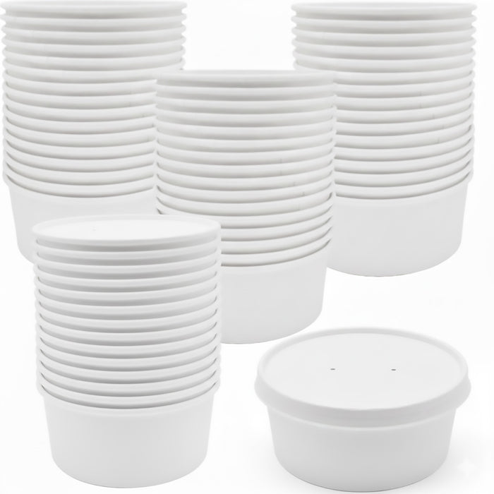 50 Pcs Disposable Paper Bowls 750ml With Lids for Takeout