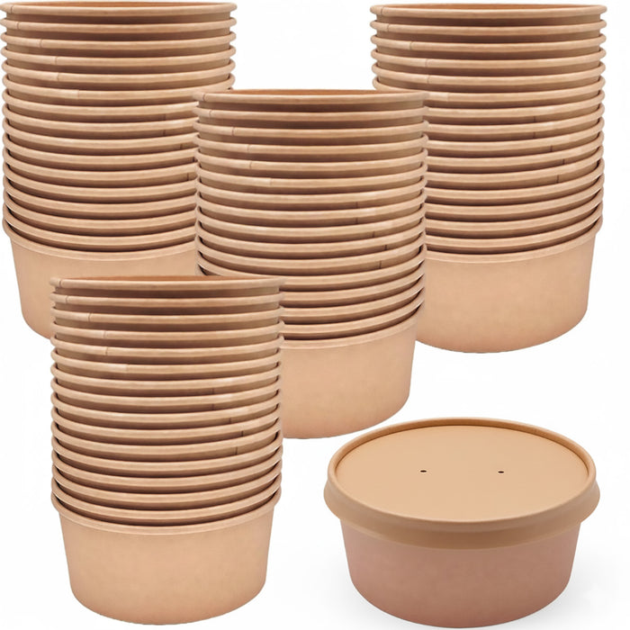 50 Pcs Disposable Paper Bowls 750ml With Lids for Takeout
