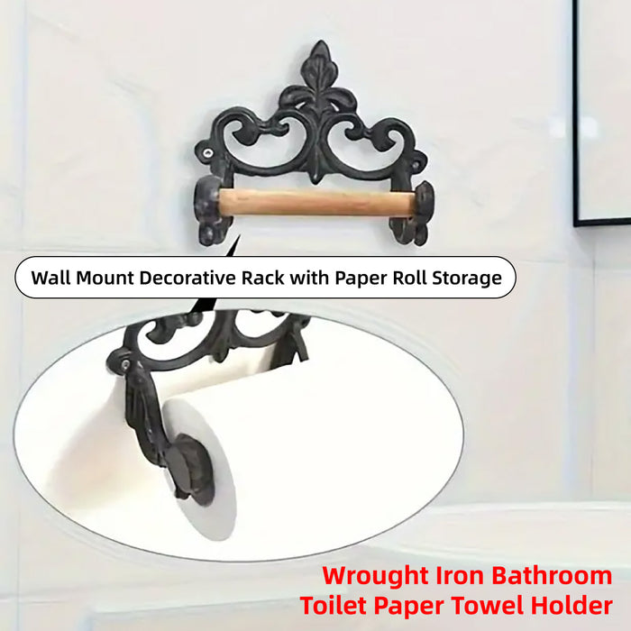 Vintage Cast Iron Toilet Paper And Towel Holder Wall Mounted