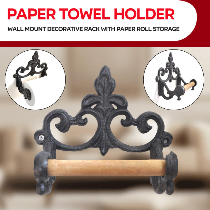 Vintage Cast Iron Toilet Paper And Towel Holder Wall Mounted