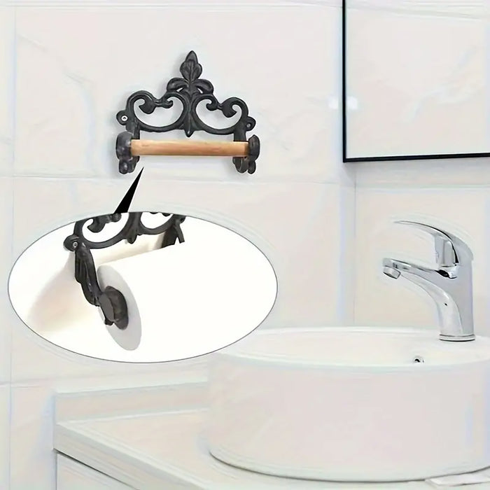 Vintage Cast Iron Toilet Paper And Towel Holder Wall Mounted