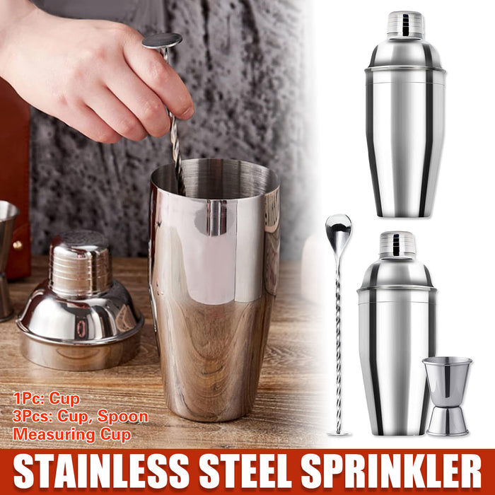 3 Pcs Stainless Steel Cocktail Shaker Set 750ML with Jigger