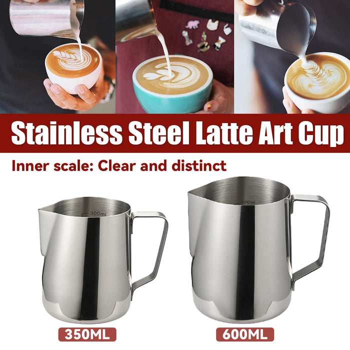 Stainless Steel Milk Frothing Pitcher 350ml 600ml Tapered Spout