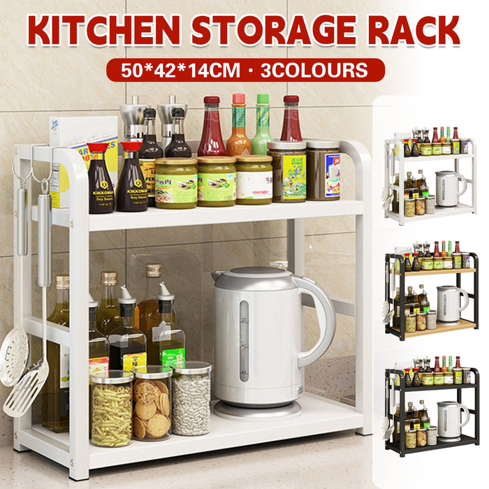 2 Tier Kitchen Storage Rack Steel Frame Board 50cm