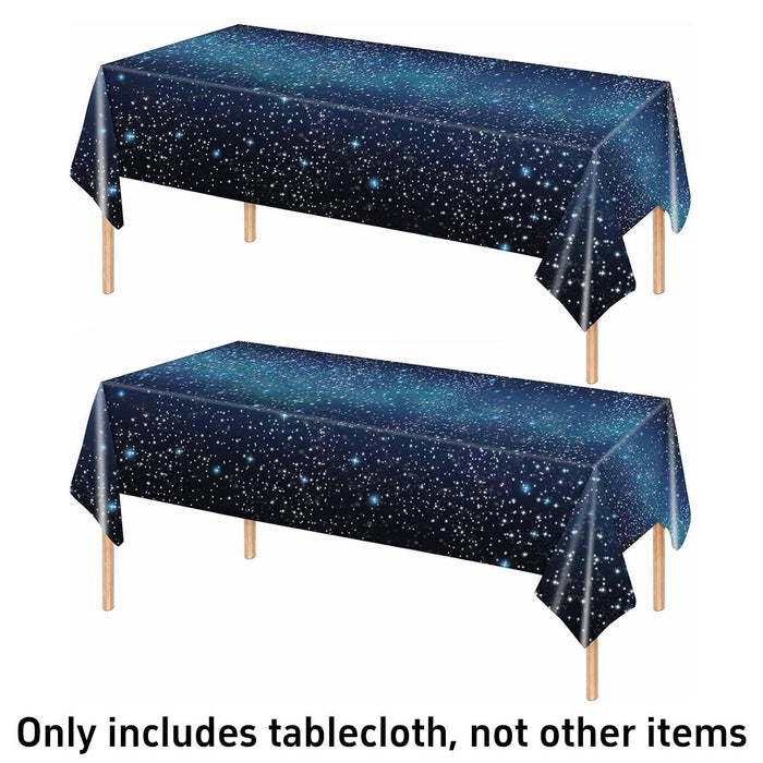 2 Pcs Galaxy Theme Plastic Tablecloths Waterproof 137 x 274 cm