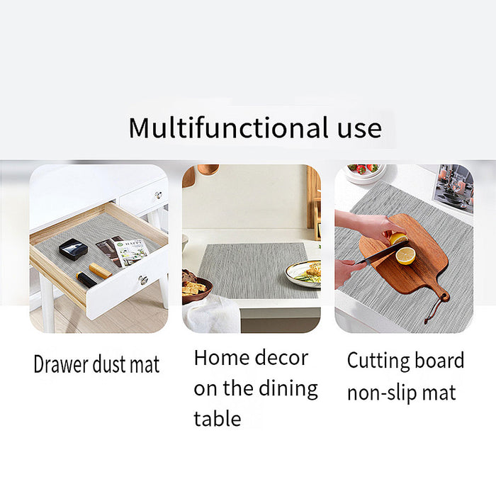 4pcs PVC Braided Placemat Heat Insulation Mat Home Non-slip Waterproof Coaster