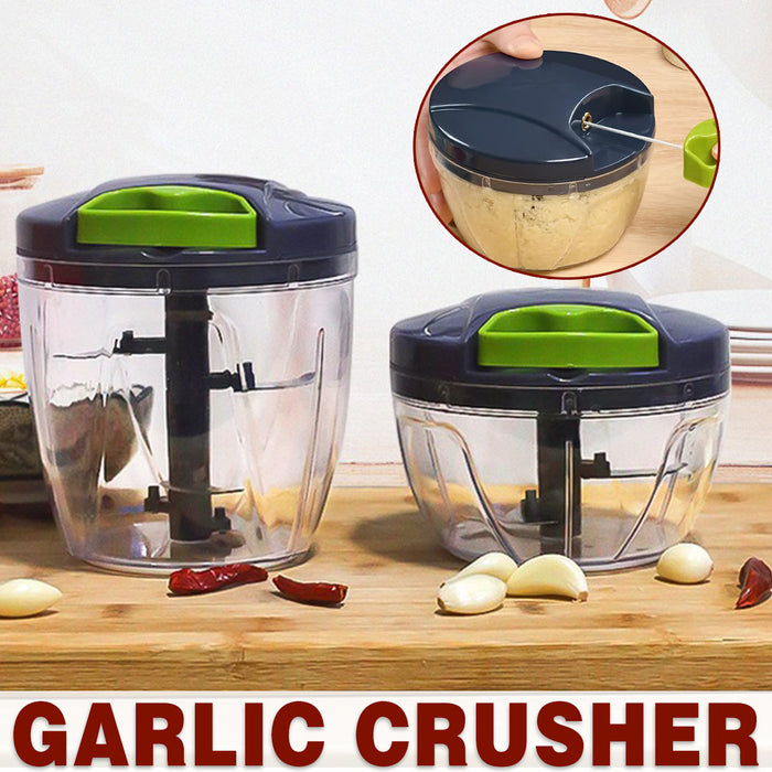 Manual Pull-String Garlic Chopper with 420 Steel Blades