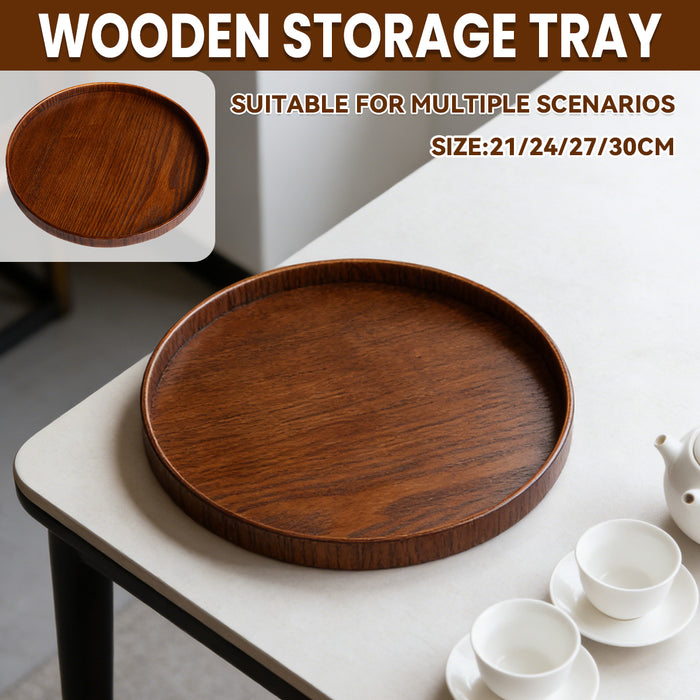 Round Wooden Serving Tray 4 Sizes 21 24 27 and 30 cm Natural Wood Grain