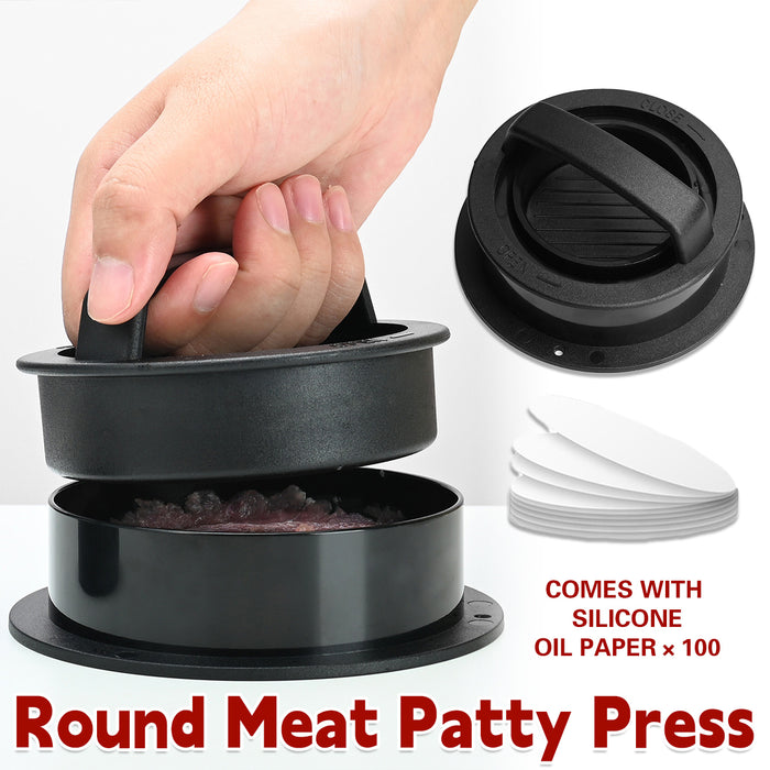 3 In 1 Hamburger Press with 100 Greaseproof Papers Black