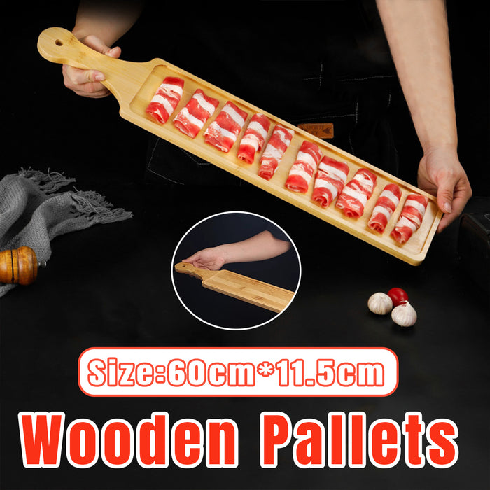 Long Wooden Serving Tray with Handle 60 x 11.5 cm for Hot Pot