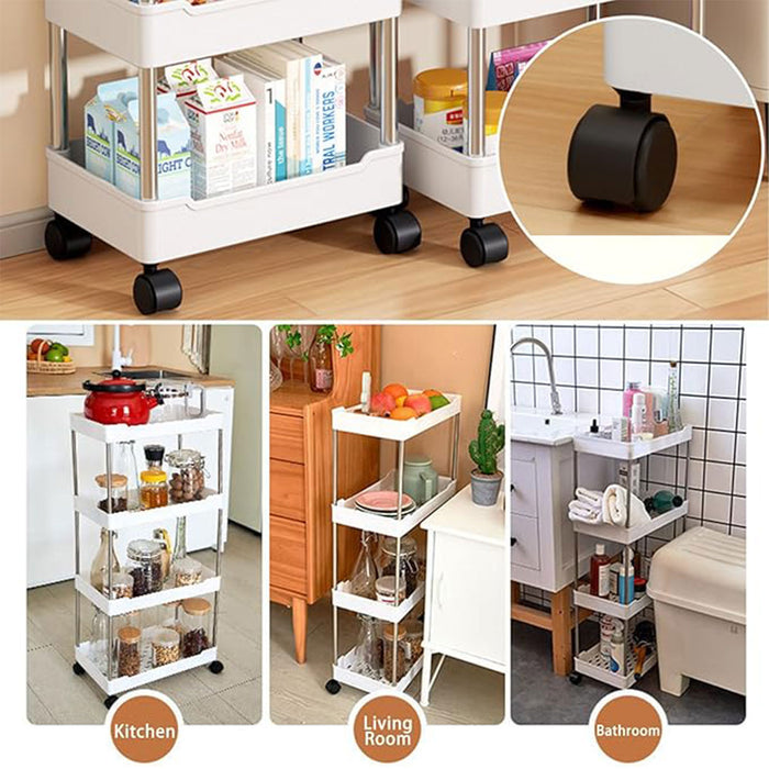 3 or 4 Tier Rolling Storage Cart with 360-Degree Wheels