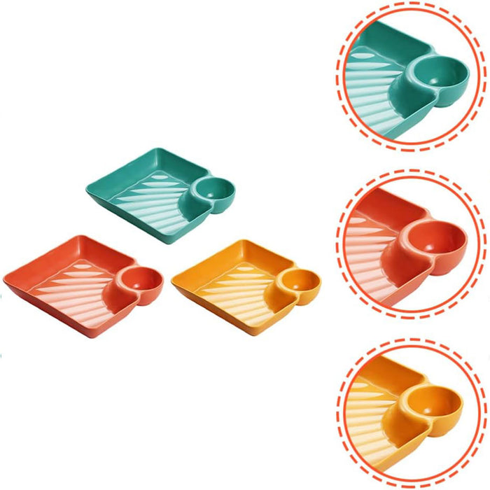 Square Plate with Dipping Tray, 8pcs