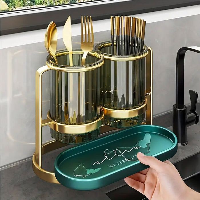 Wall Mounted Chopstick Holder Cylindrical PET Iron Drain Rack