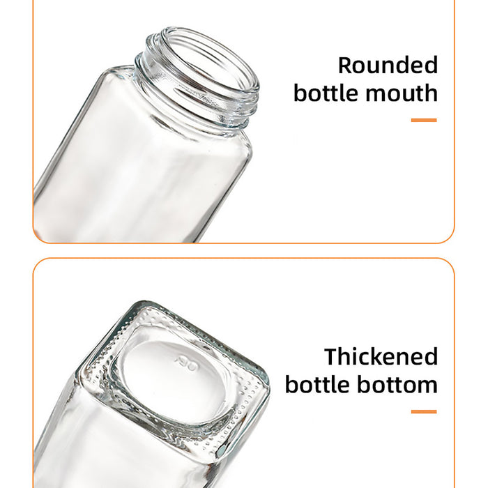 6 Pcs Square Glass Spice Jars with Wooden Lids Labels