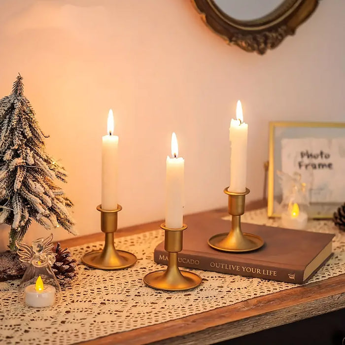 Iron Candlestick Stand Candle Holder Retro Style, 4pcs