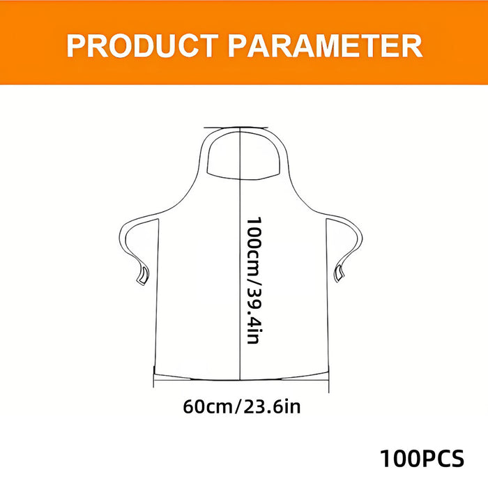 100 Pcs Disposable Transparent Waterproof Aprons for Kitchen and Catering