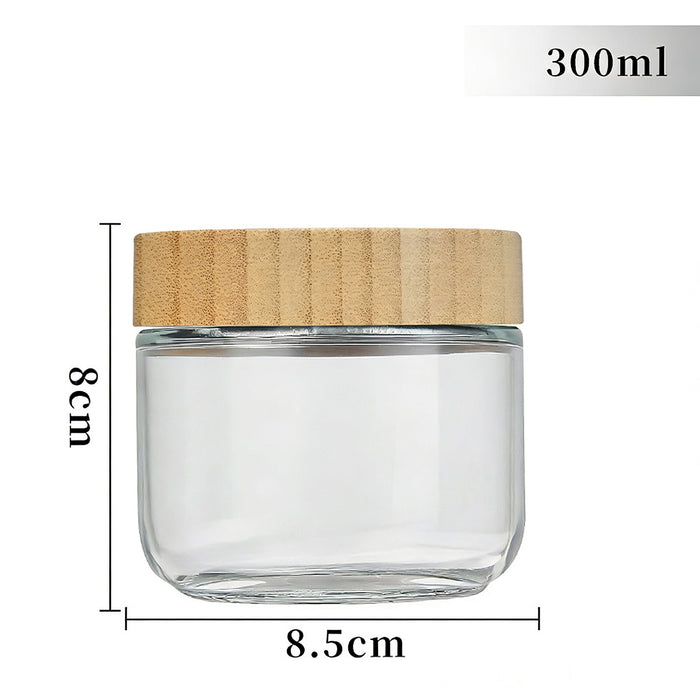 4 Pcs Glass Storage Jars with Bamboo Lids Airtight 300ml 500ml