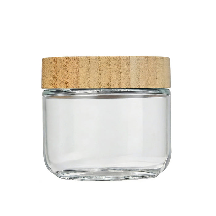 4 Pcs Glass Storage Jars with Bamboo Lids Airtight 300ml 500ml