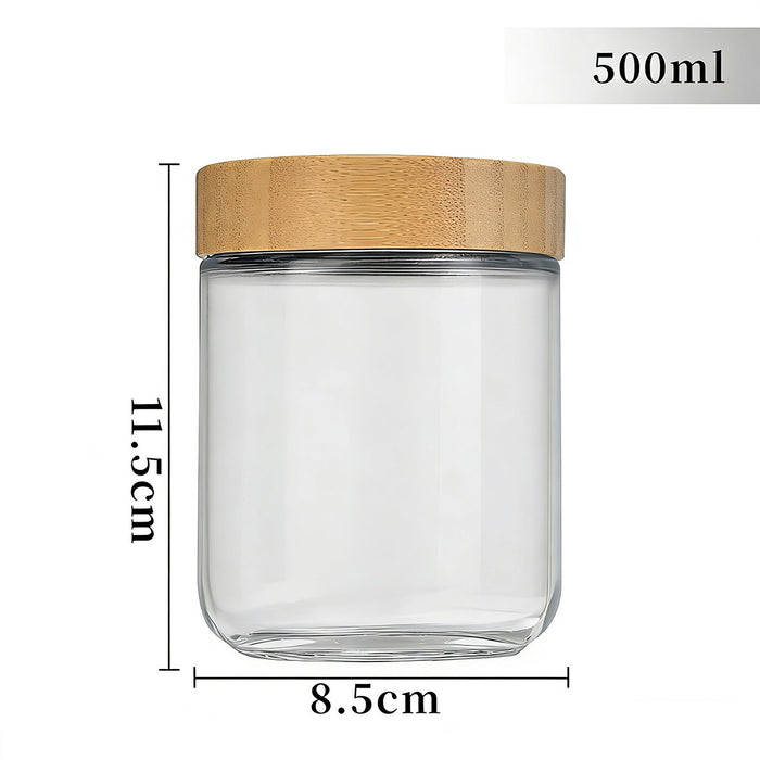 4 Pcs Glass Storage Jars with Bamboo Lids Airtight 300ml 500ml