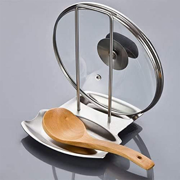 Stainless Steel Pot Lid Spoon Rack With Drip Tray Removable