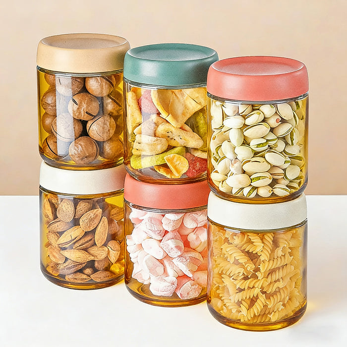 6 Pcs 16oz Glass Storage Jars Clear with Silicone Seal Lids