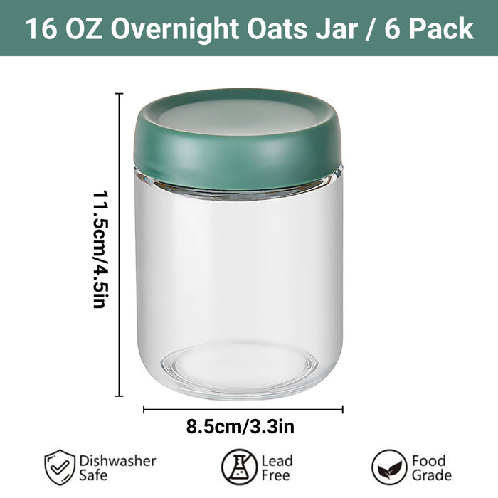 6 Pcs 16oz Glass Storage Jars Clear with Silicone Seal Lids
