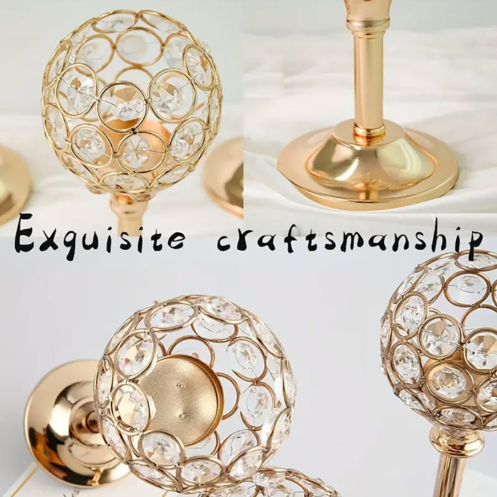 Crystal Candle Holders Metal Candlelight Wedding Table Decoration, 3pcs