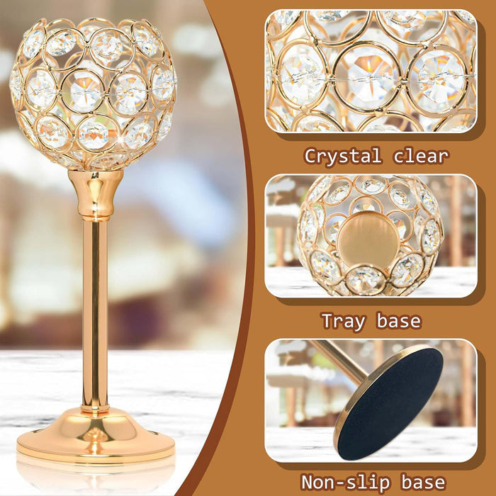 Crystal Candle Holders Metal Candlelight Wedding Table Decoration, 3pcs